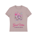 Good Vibes and Roller Skates Shirt, Floral Roller Skate Tee, Cute Skating Gift for Her