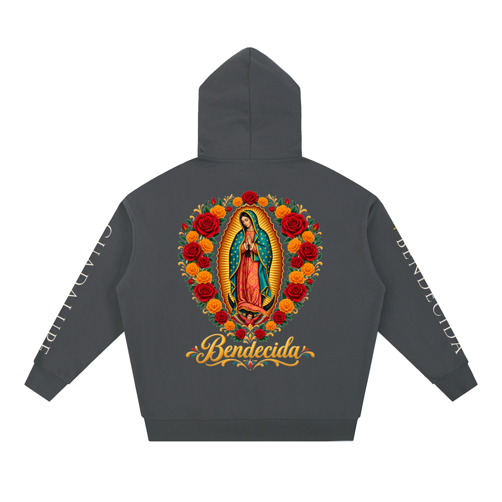Bendecida Virgen de Guadalupe Hoodie | Our Lady of Guadalupe Roses Sweatshirt, Catholic Mexican Faith Gift