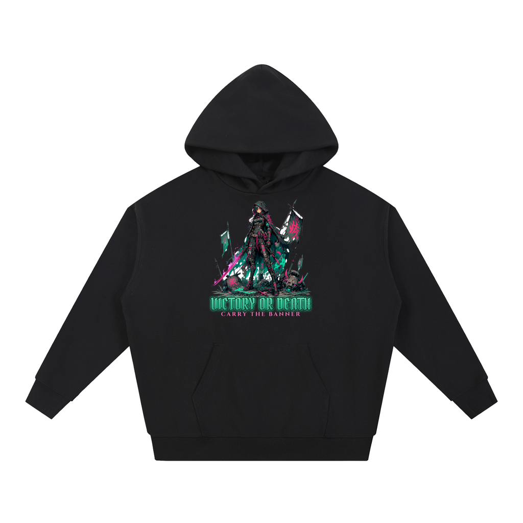 Victory or Death Hoodie | Anime Banner Warrior Graphic Hoodie