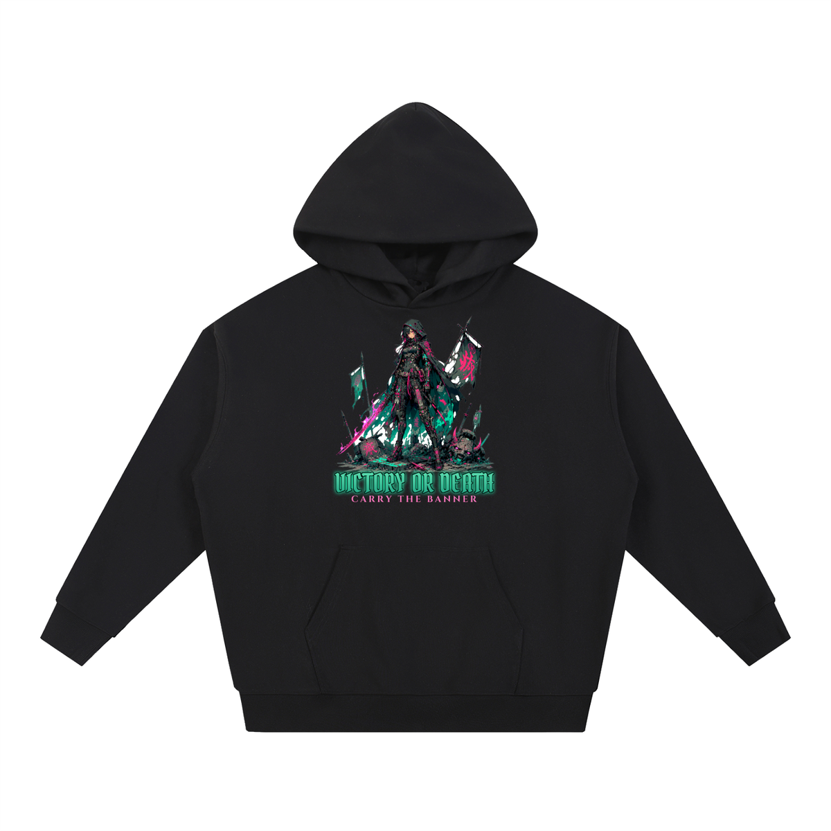 Victory or Death Hoodie | Anime Banner Warrior Graphic Hoodie