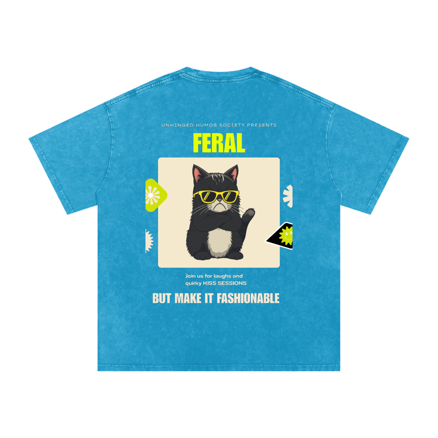 Unhinged Humor Society Feral | Funny Cat Oversized T-Shirt