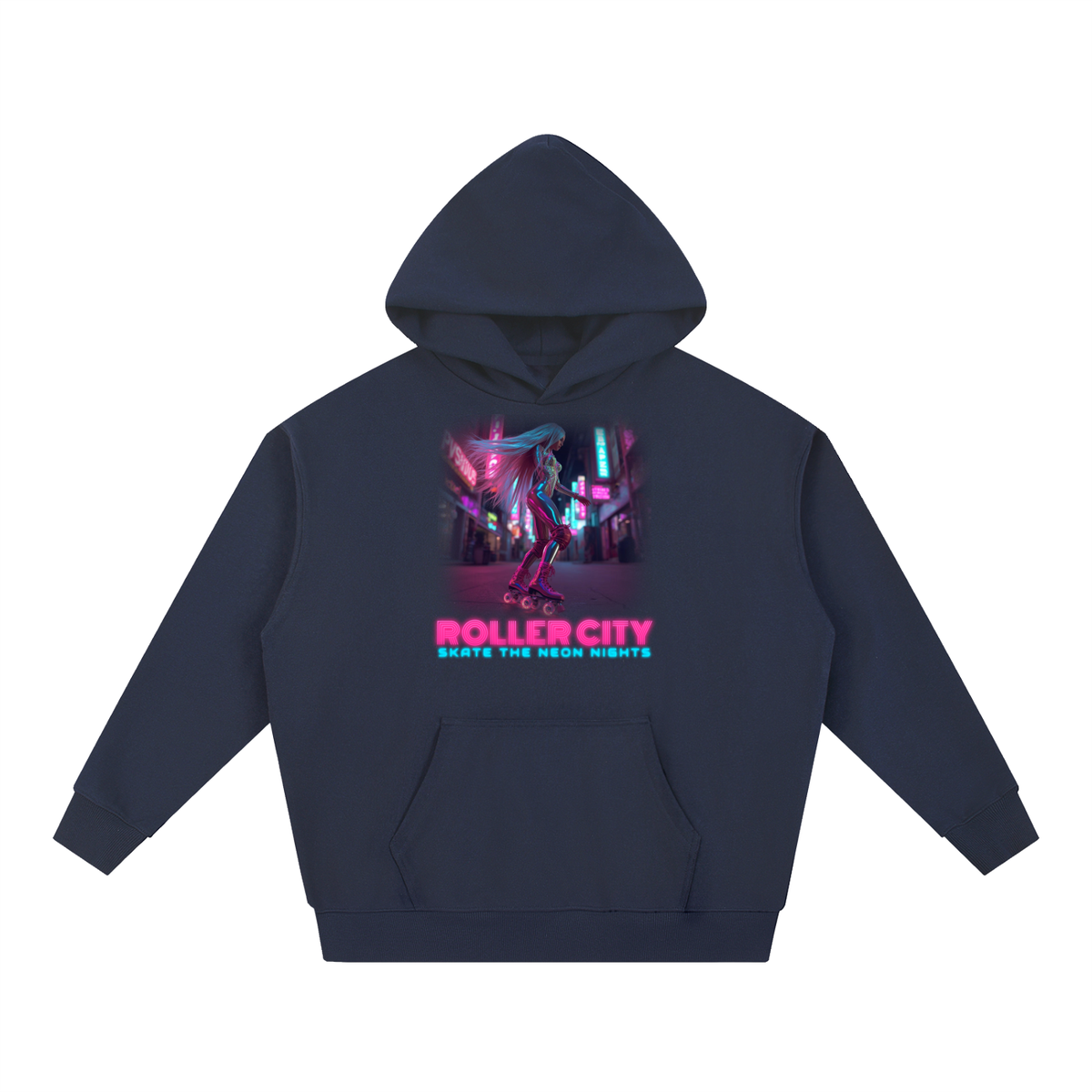 Roller City Hoodie | Neon Roller Skater Graphic Hoodie