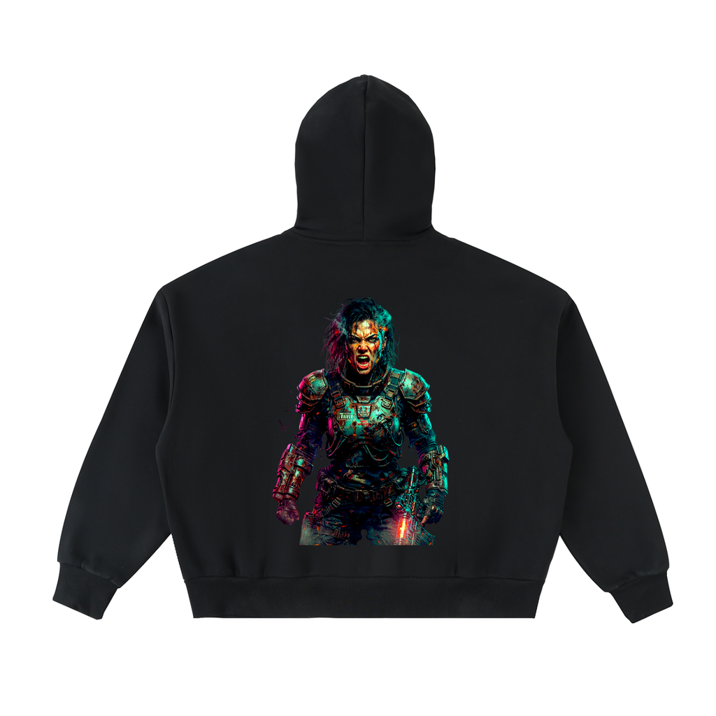 Fleeced Full-Zip Boxy Hoodie
