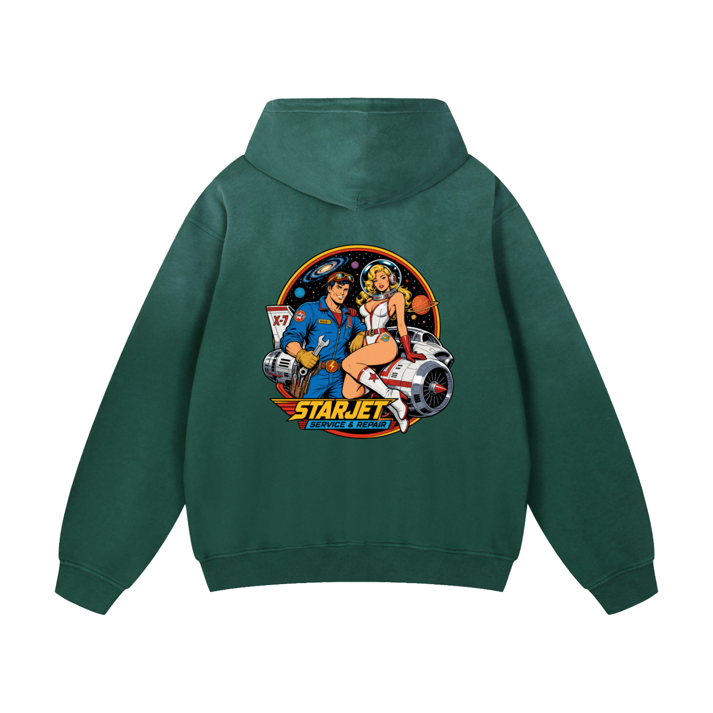 STARJET MECHANIC Heavyweight Sunfade Oversized Hoodie