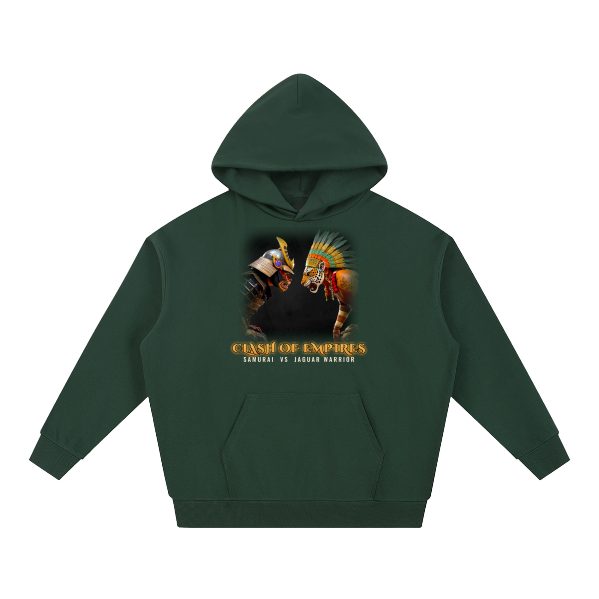 Clash of Empires Hoodie | Samurai vs Aztec Jaguar Warrior Graphic Hoodie