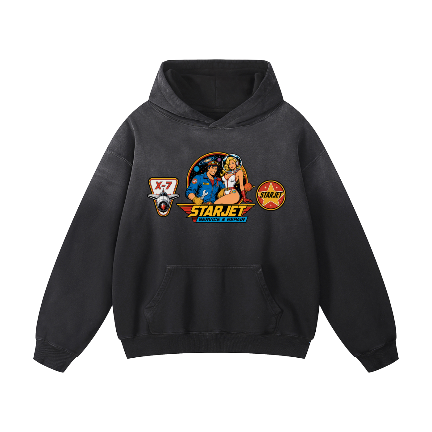 STARJET MECHANIC Heavyweight Sunfade Oversized Hoodie