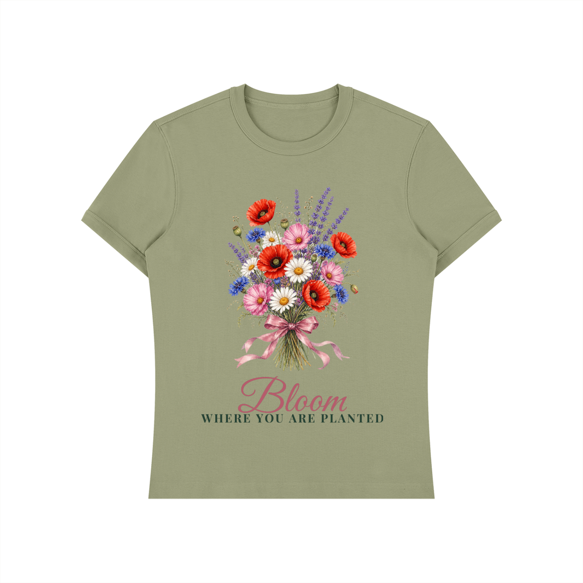 Bloom Where You Are Planted Shirt | Wildflower Bouquet Watercolor Graphic Tee for Women