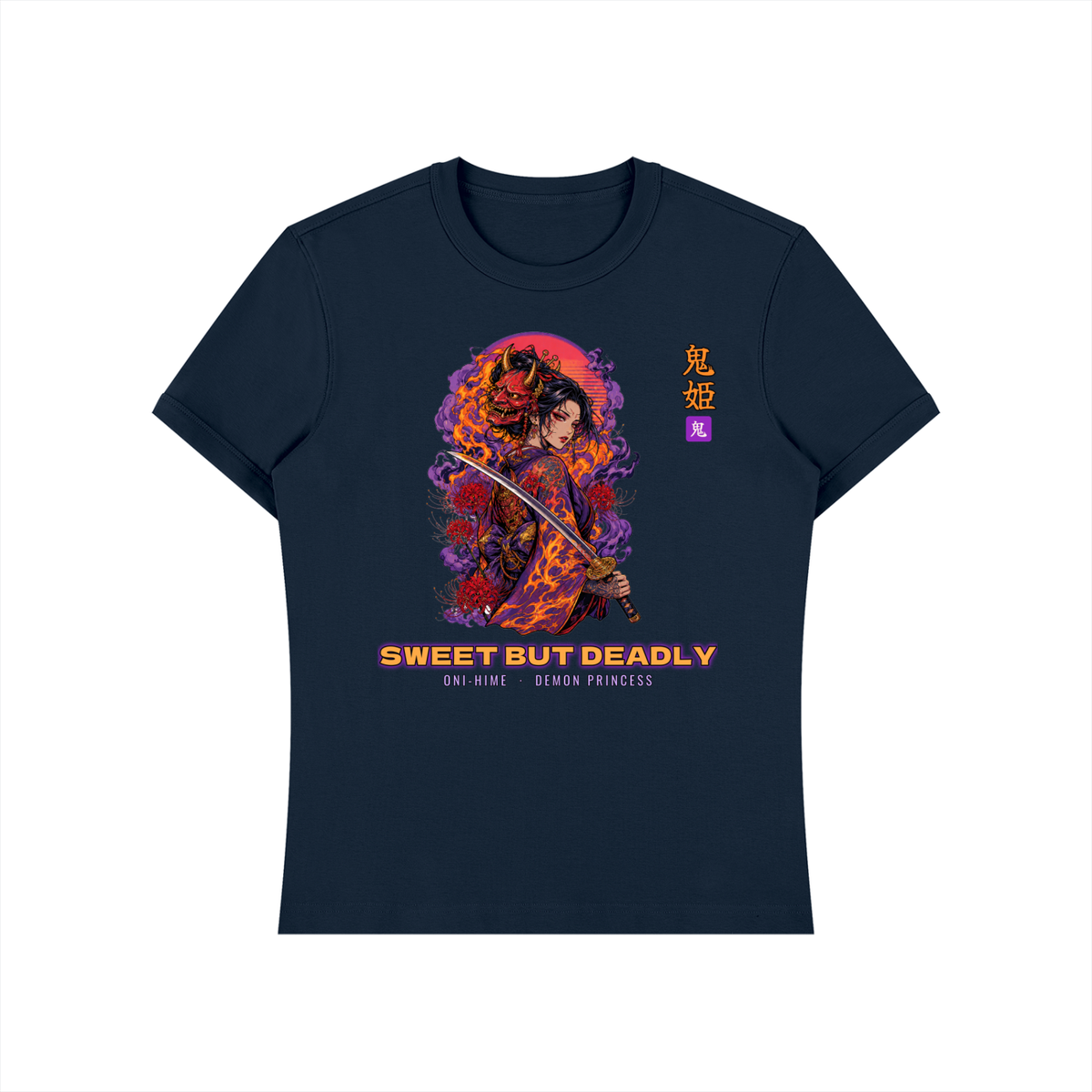 Oni-Hime T-Shirt | Demon Princess Female Samurai Japanese Graphic Tee