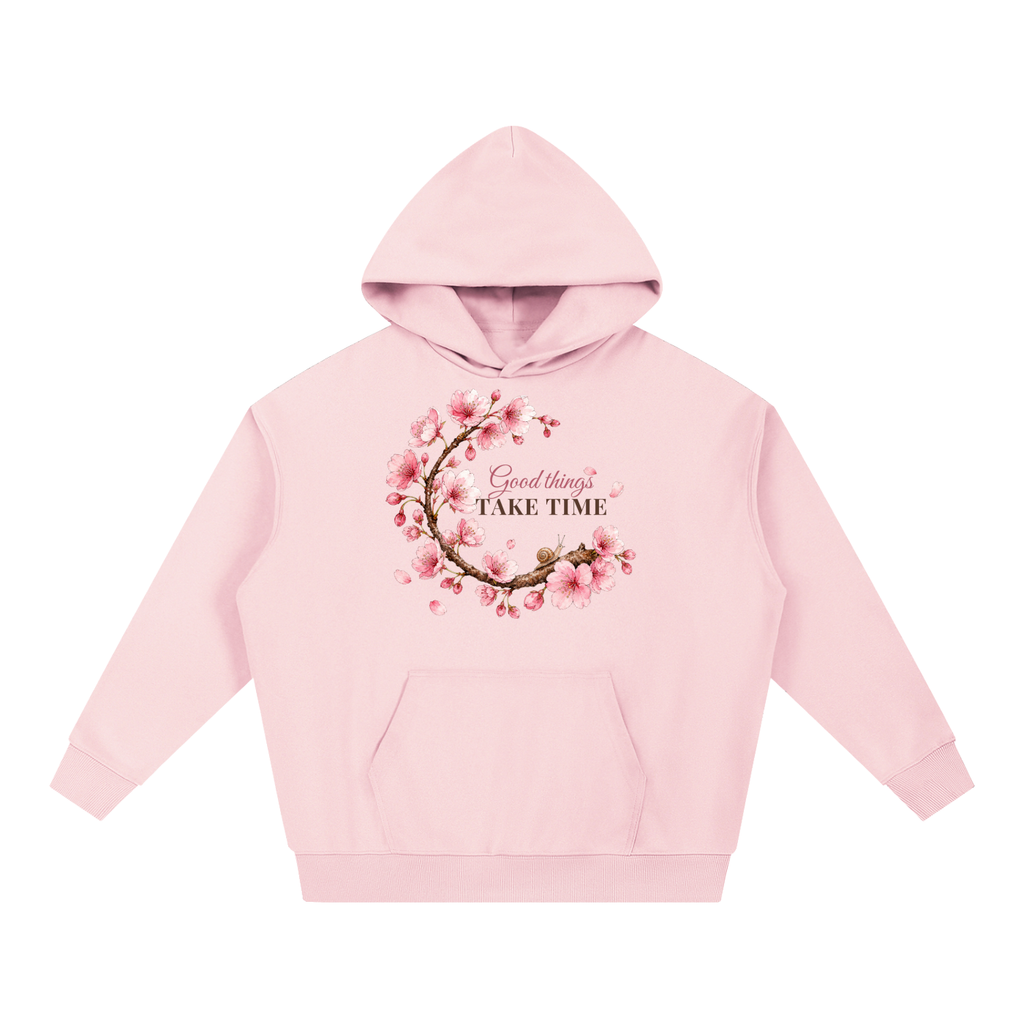 Good Things Take Time Hoodie | Cherry Blossom Watercolor Floral Sweatshirt for Women