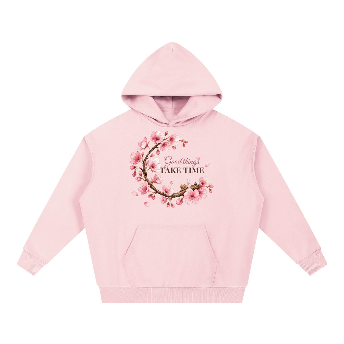 Good Things Take Time Hoodie | Cherry Blossom Watercolor Floral Sweatshirt for Women