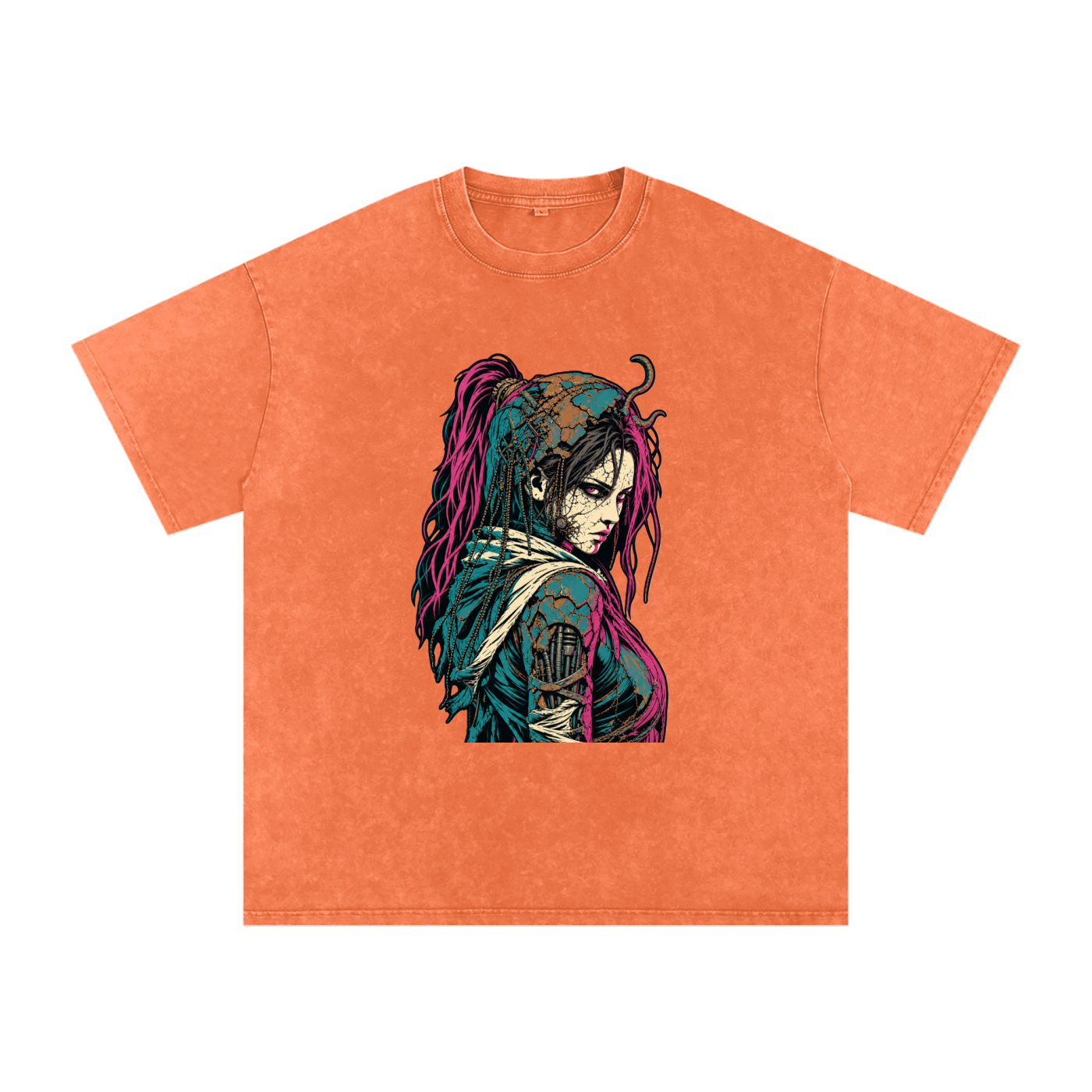 WASTELAND WARRIOR 02 | Dark Sci-Fi Snow-Washed Oversized Tee