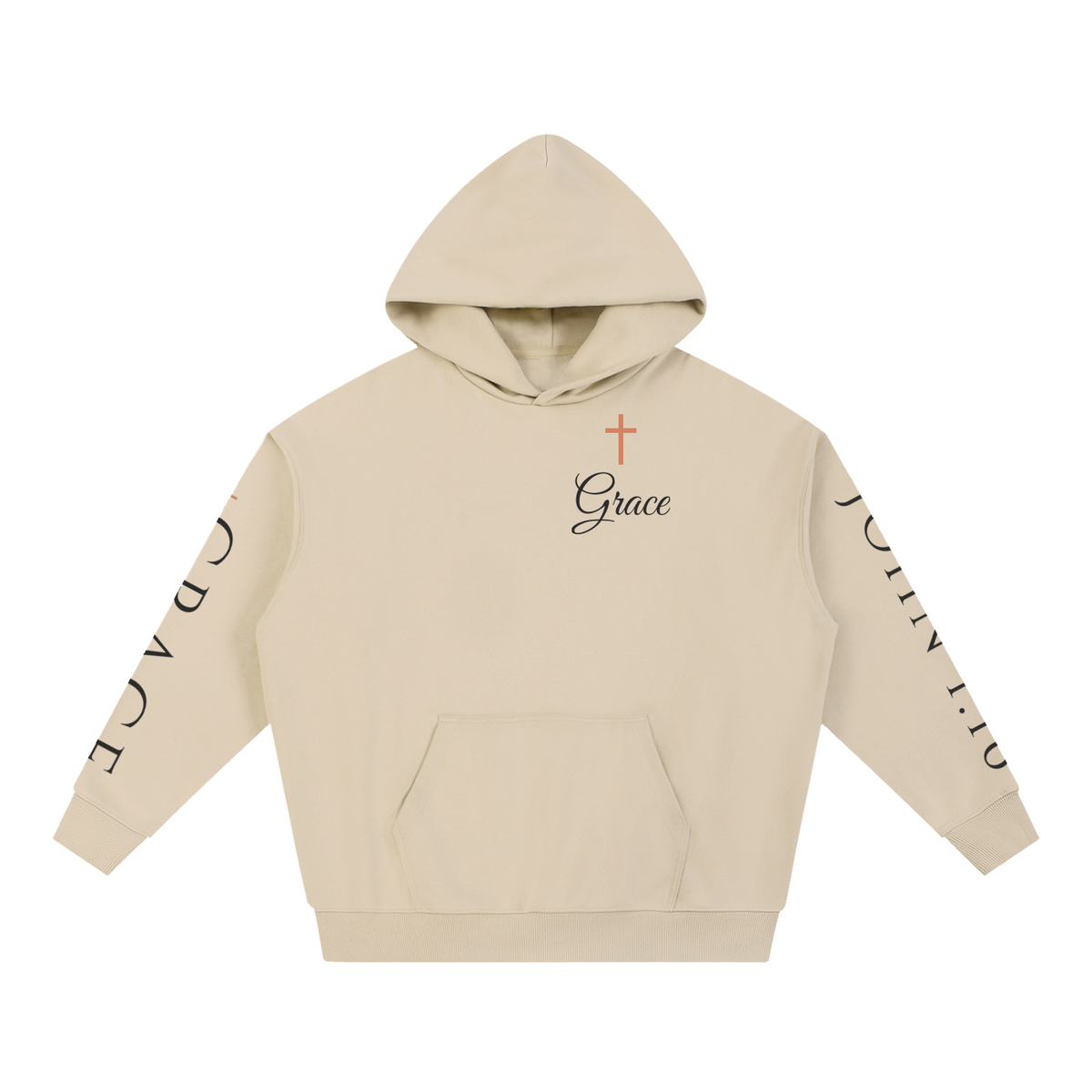 Grace Upon Grace Floral Cross Hoodie | John 1:16 Christian Sweatshirt, Wildflower Faith Gift for Women