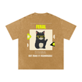 Unhinged Humor Society Feral | Funny Cat Oversized T-Shirt