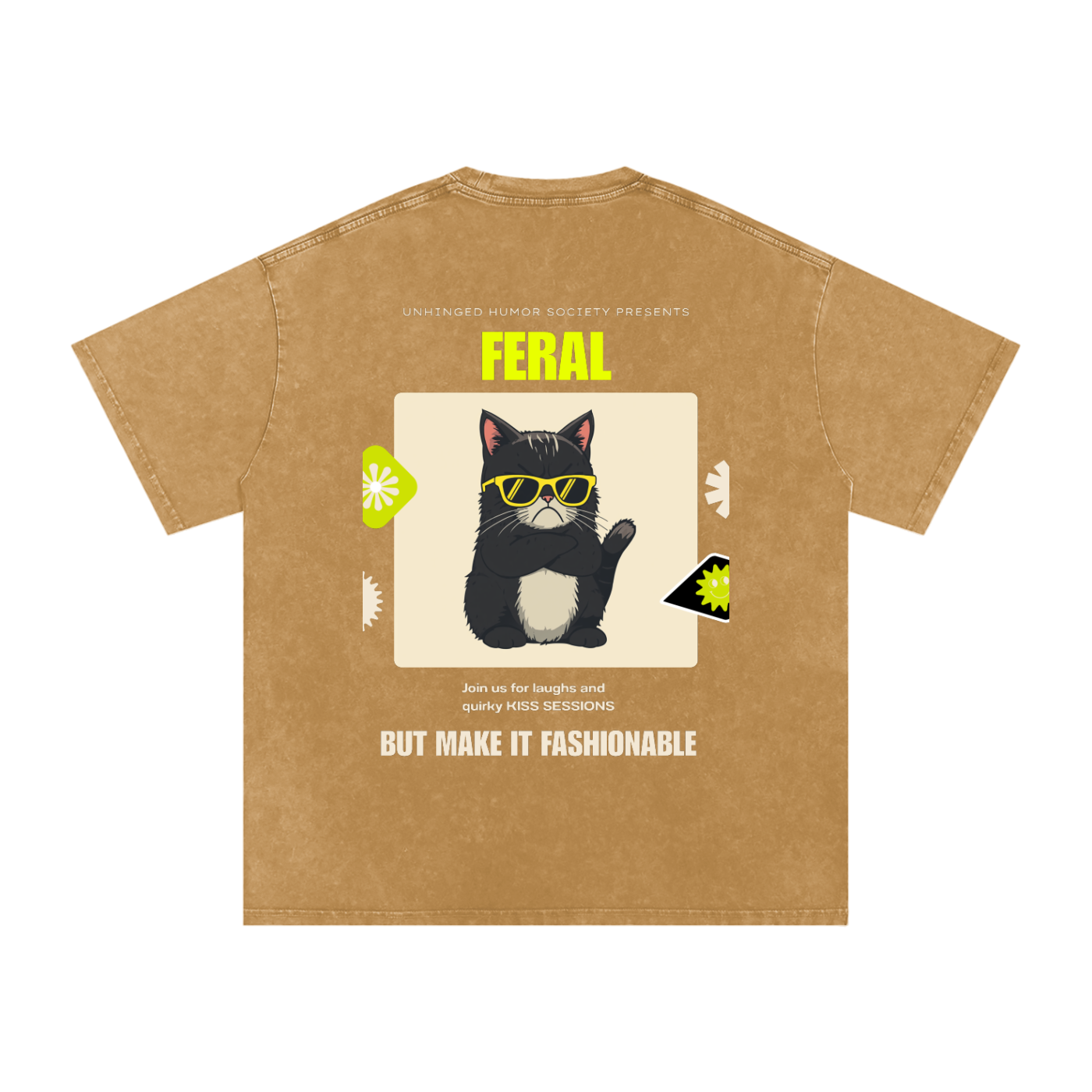 Unhinged Humor Society Feral | Funny Cat Oversized T-Shirt