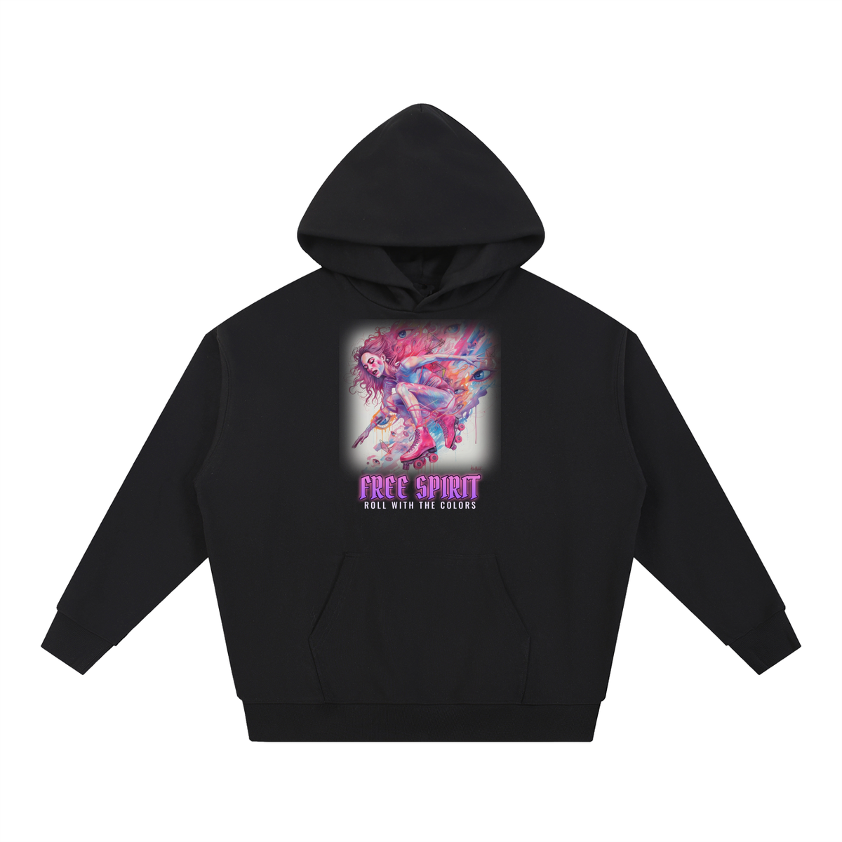 Free Spirit Hoodie | Watercolor Roller Girl Graphic Hoodie
