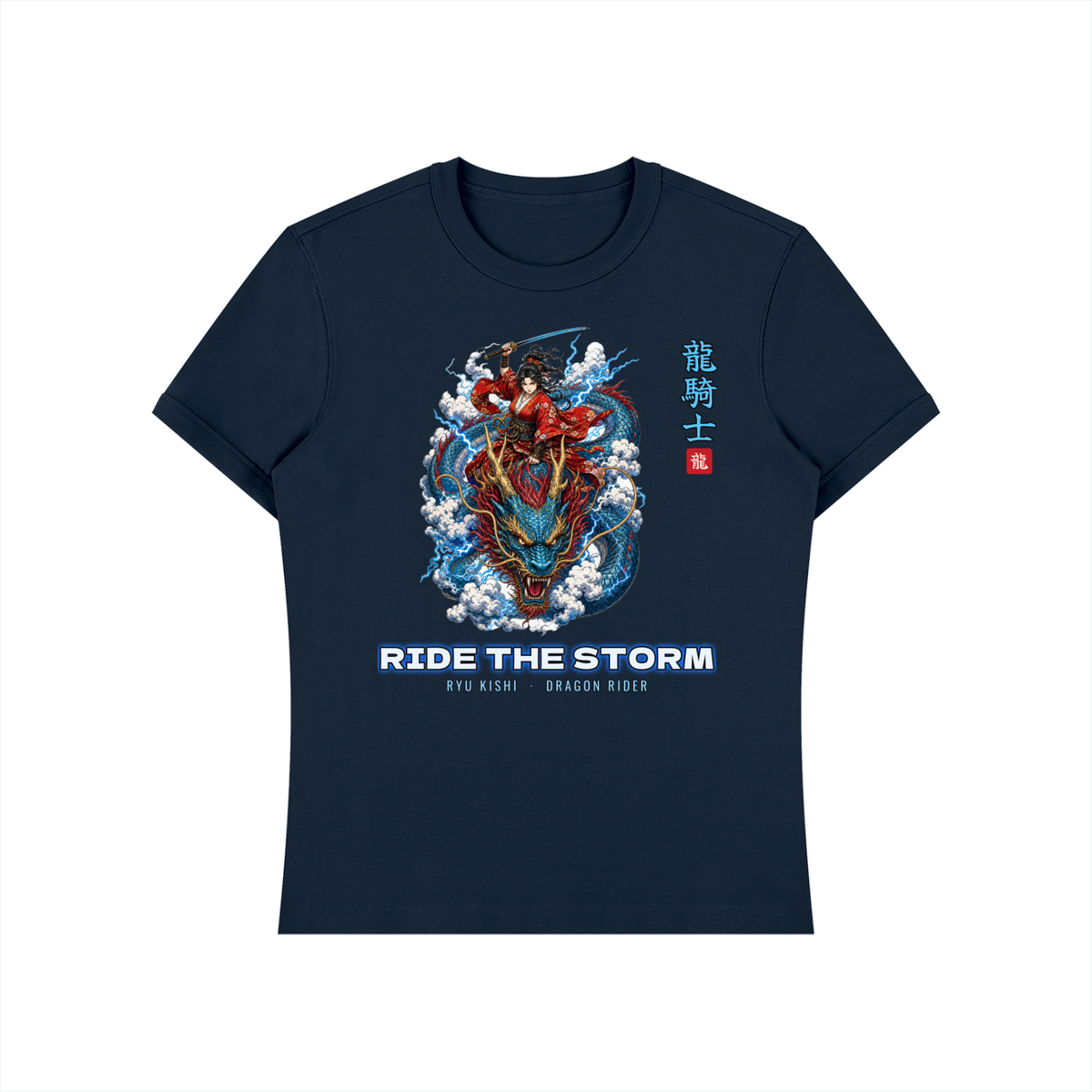 Dragon Rider T-Shirt | Female Samurai Japanese Dragon Graphic Tee