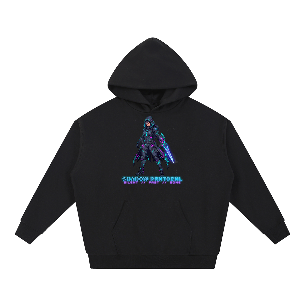 Shadow Protocol Hoodie | Cyber Assassin Sci-Fi Graphic Hoodie