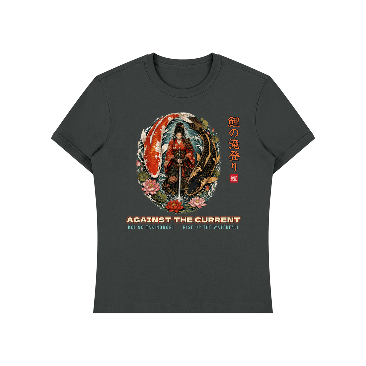 Koi Samurai T-Shirt | Against The Current Yin Yang Koi Japanese Graphic Tee