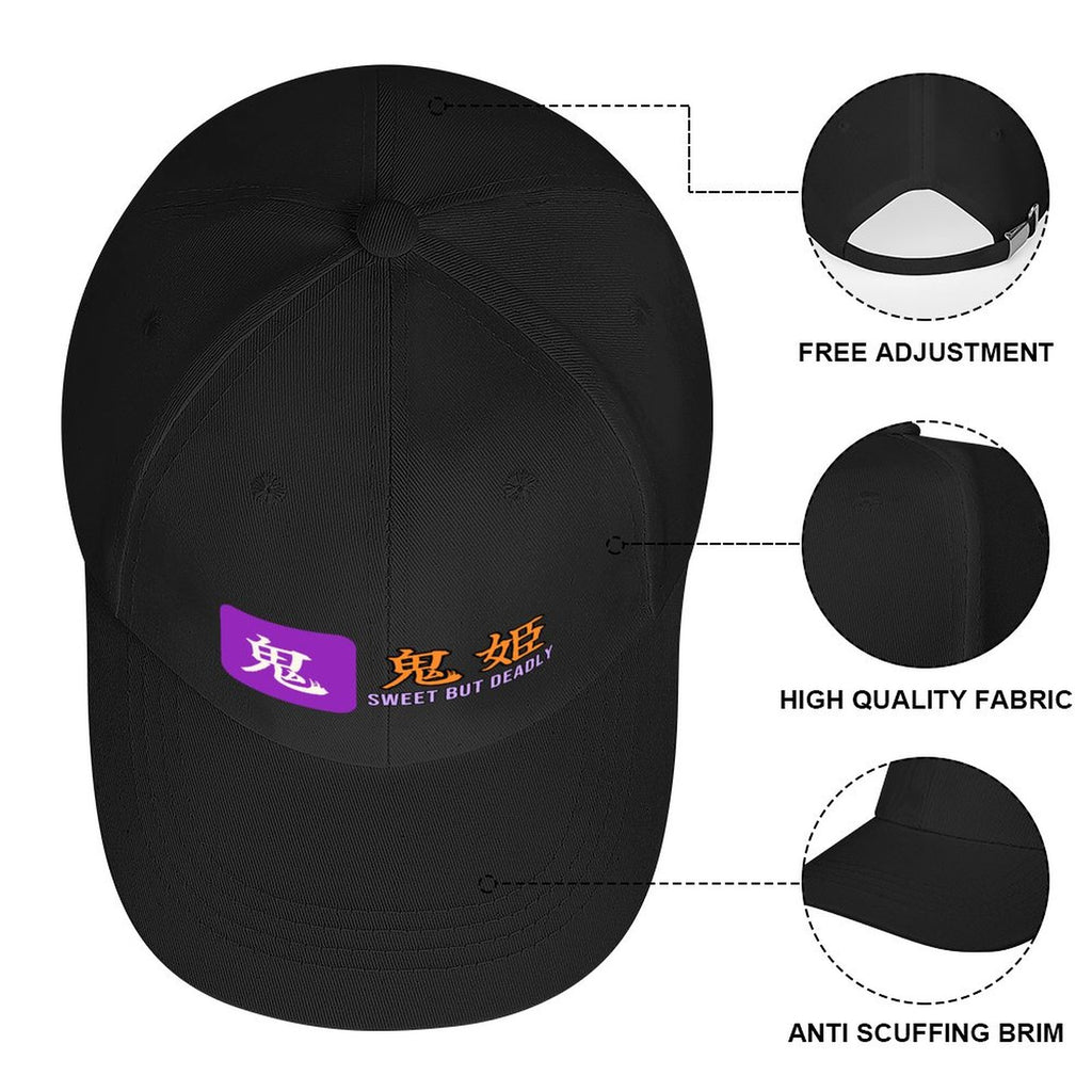 Sweet But Deadly Samurai Cap | Oni-Hime Demon Princess Kanji Baseball Hat, Japanese Streetwear Dad Hat