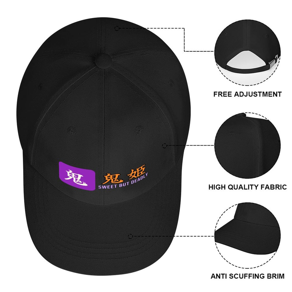 Sweet But Deadly Samurai Cap | Oni-Hime Demon Princess Kanji Baseball Hat, Japanese Streetwear Dad Hat