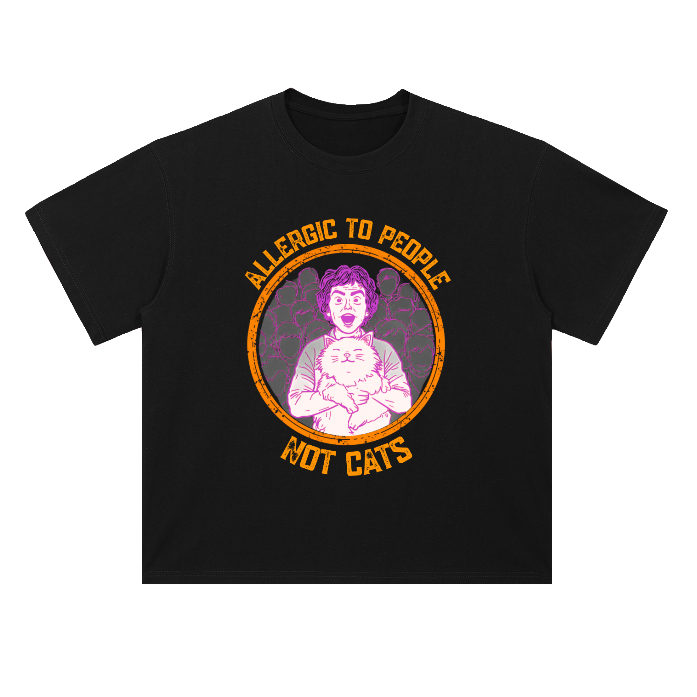 Allergic to People | Funny Cat Introvert Heavyweight T-Shirt