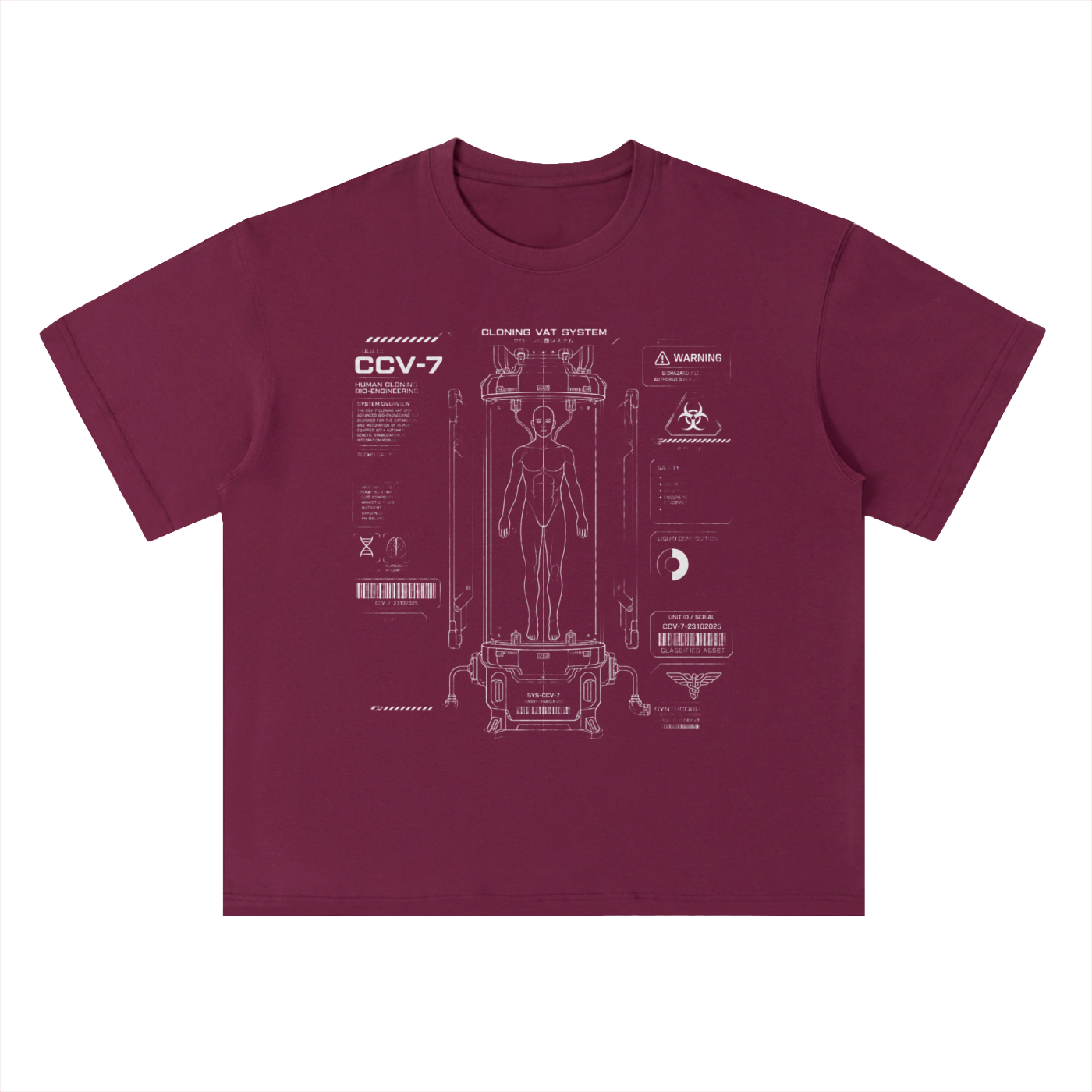 HUMAN CLONE VECTOR II | Sci-Fi Schematic Drop-Shoulder Tee