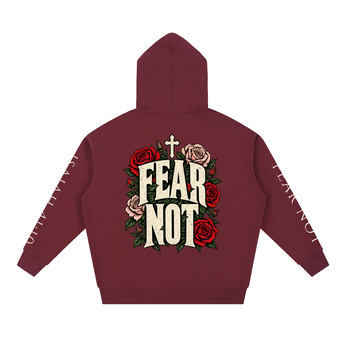 FEAR NOT Isaiah 41:10 Hoodie | Bold Rose Christian Sweatshirt, Vintage Faith Statement Hoodie, Bible Verse Gift