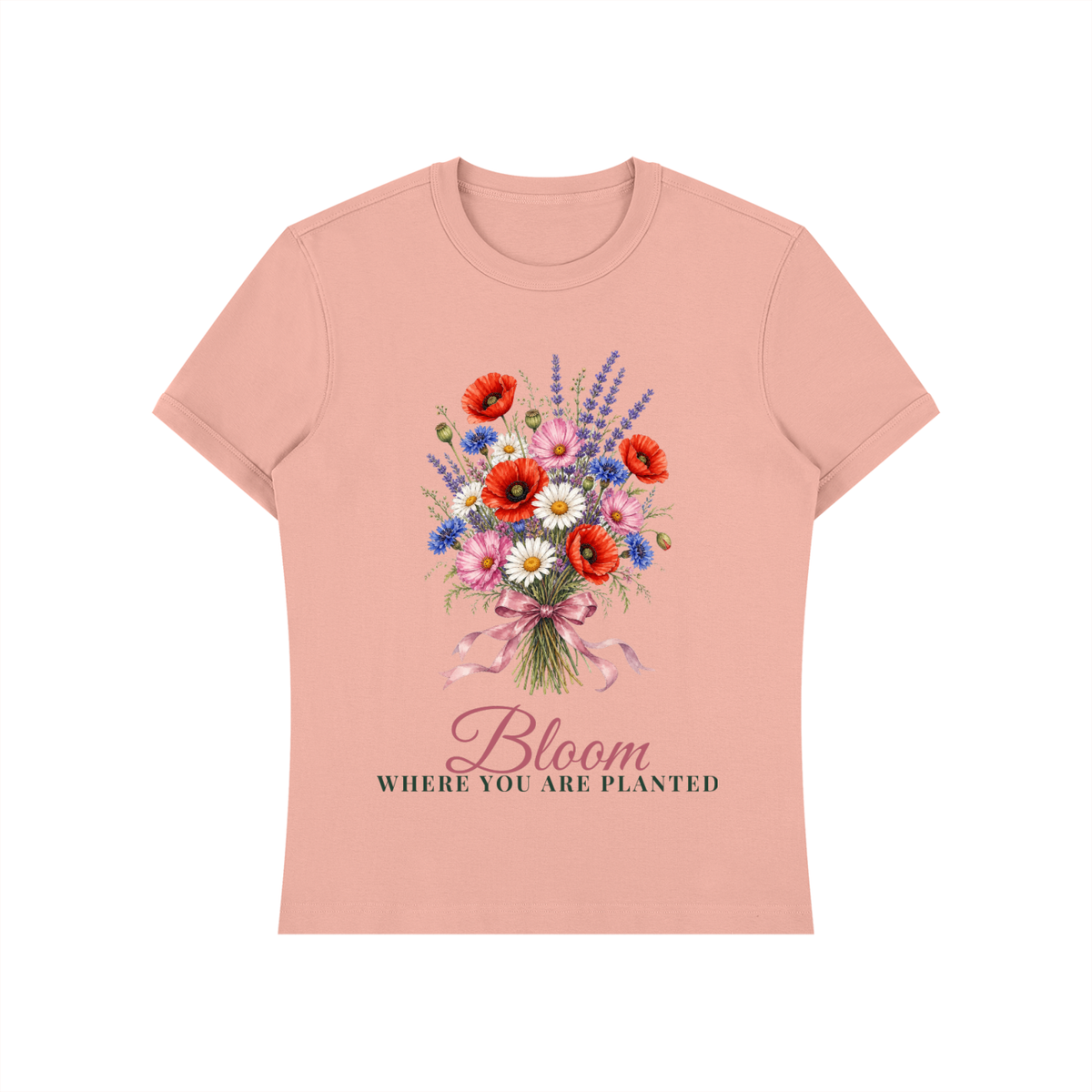 Bloom Where You Are Planted Shirt | Wildflower Bouquet Watercolor Graphic Tee for Women