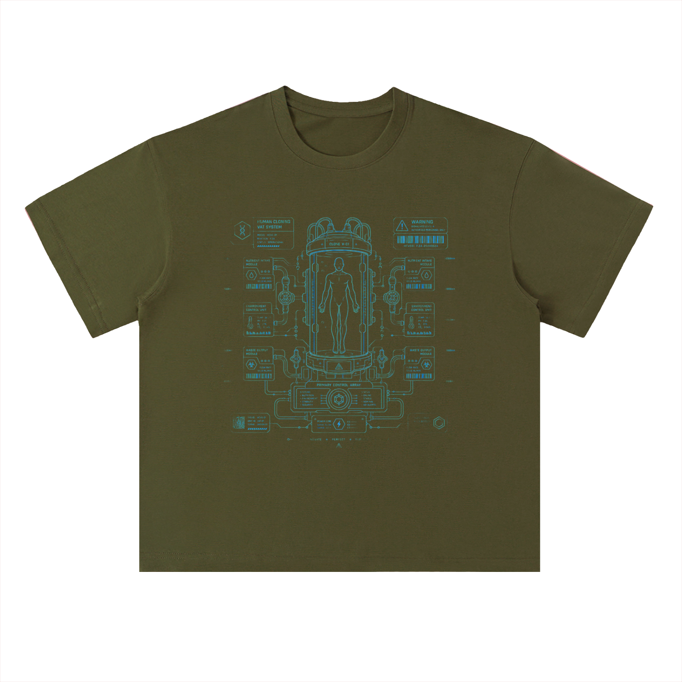 HUMAN CLONE VECTOR | Sci-Fi Blueprint Heavyweight Drop-Shoulder Tee
