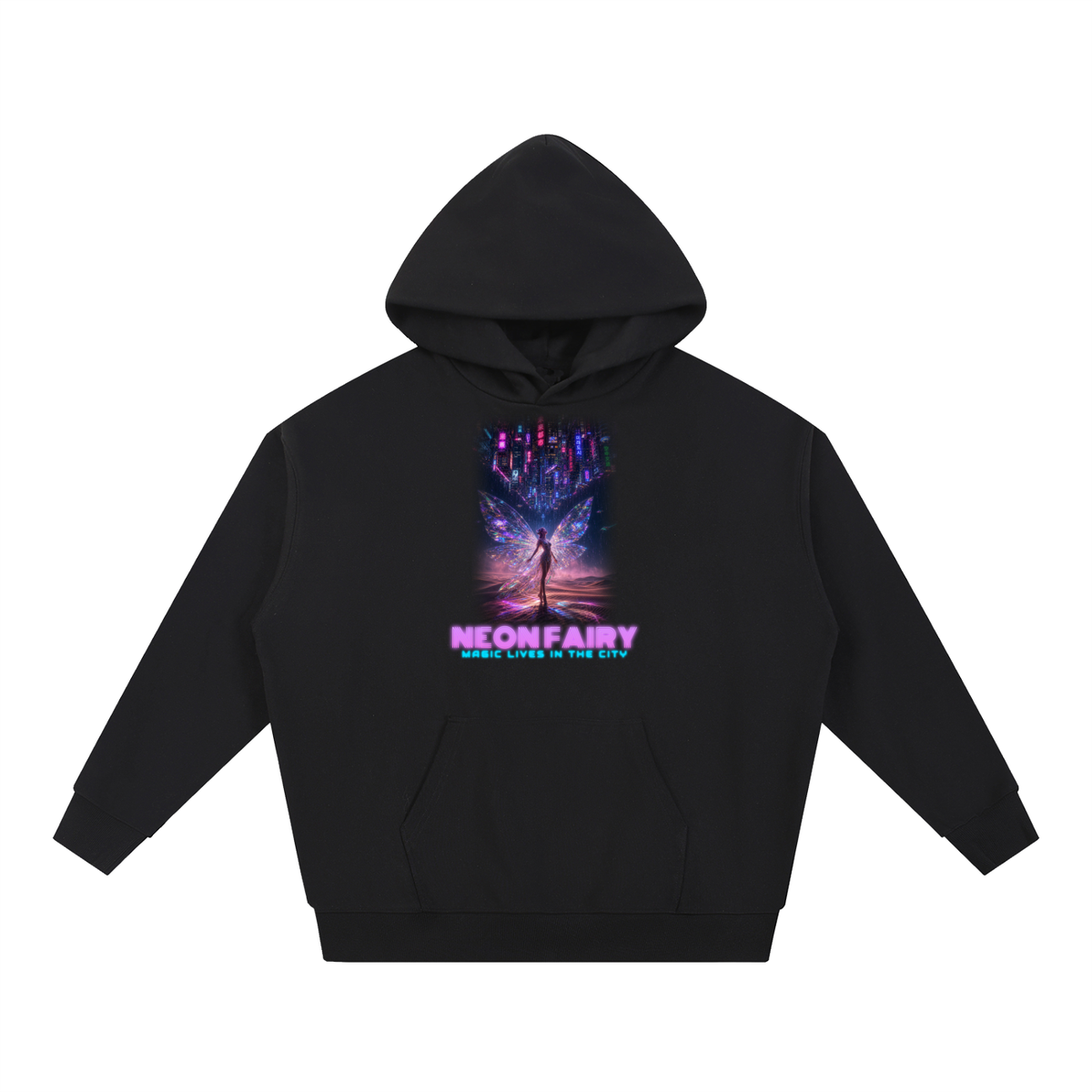 Neon Fairy Hoodie | Cyber Fairy Fantasy Graphic Hoodie