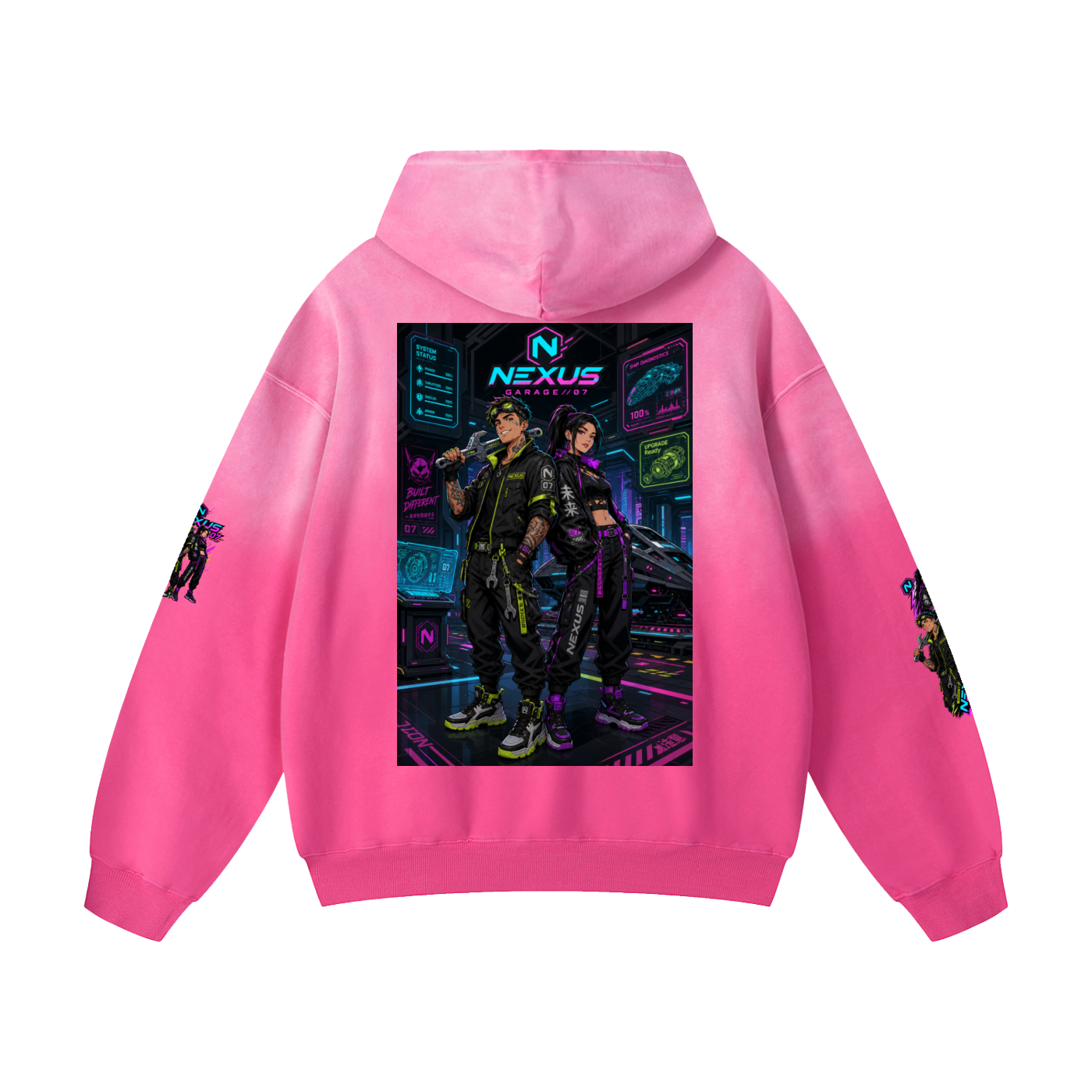 NEXUS MECHANIC Heavyweight Sunfade Oversized Hoodie