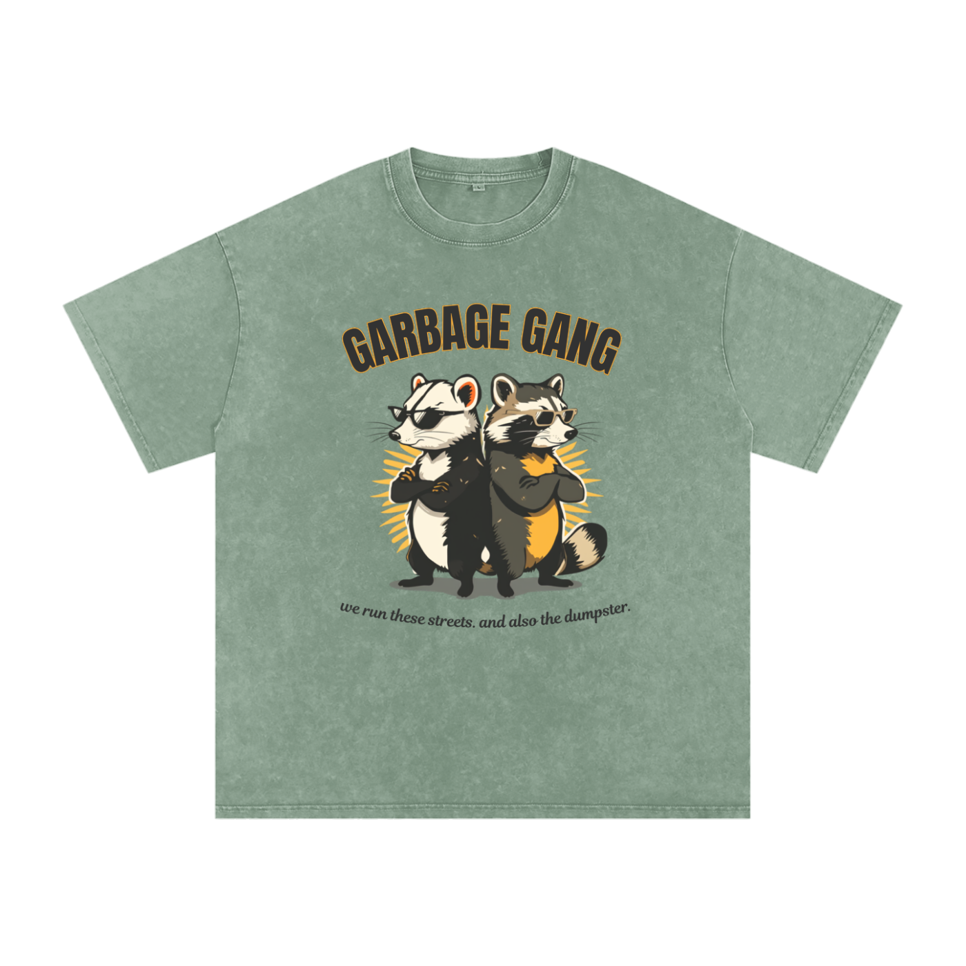 Garbage Gang | Raccoon Snow Washed Streetwear T-Shirt