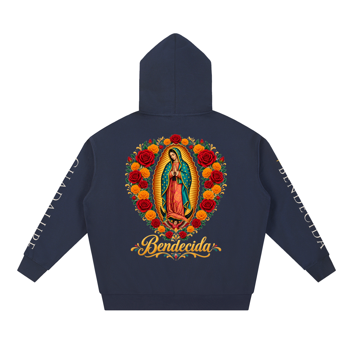 Bendecida Virgen de Guadalupe Hoodie | Our Lady of Guadalupe Roses Sweatshirt, Catholic Mexican Faith Gift