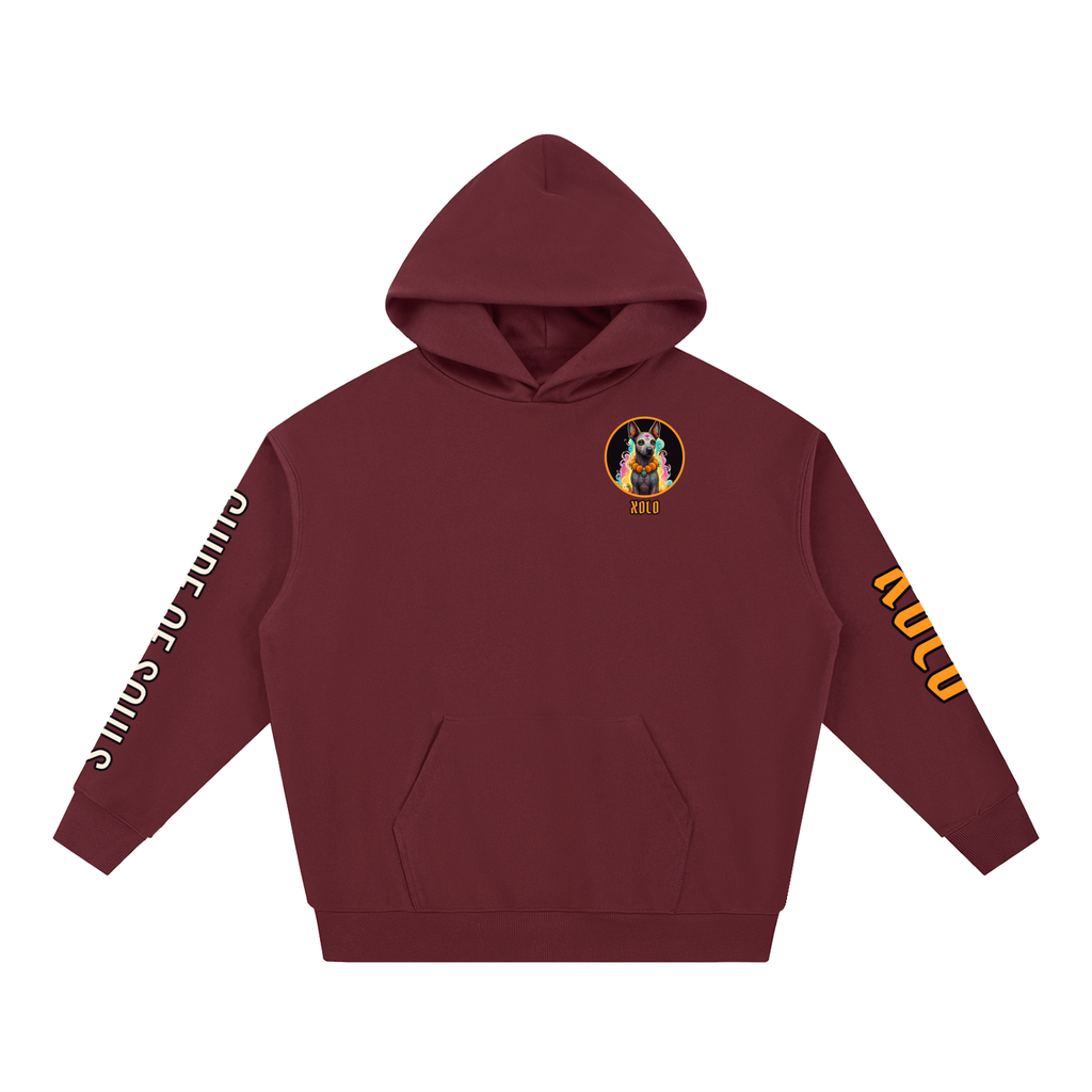 Xolo Hoodie | Xoloitzcuintle Spirit Dog Día de los Muertos Graphic Hoodie, Back & Sleeve Print