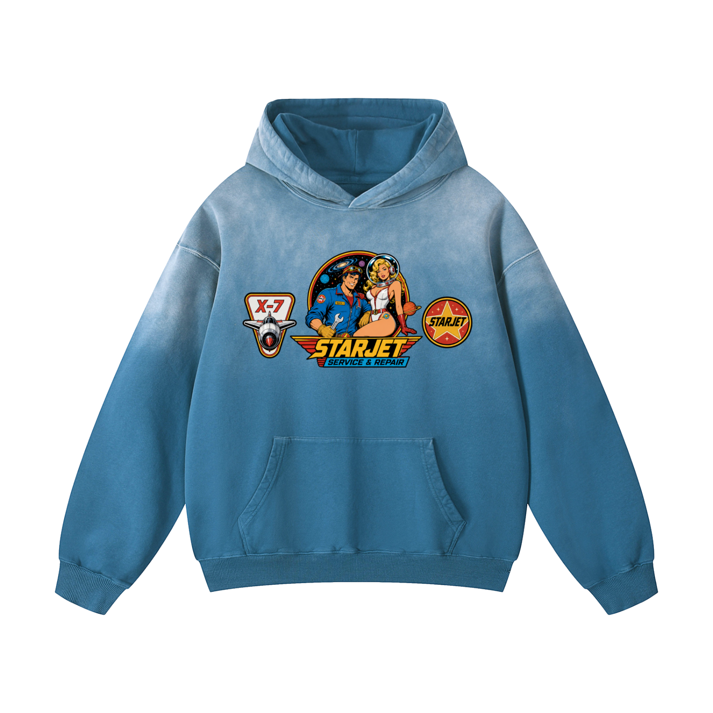STARJET MECHANIC Heavyweight Sunfade Oversized Hoodie