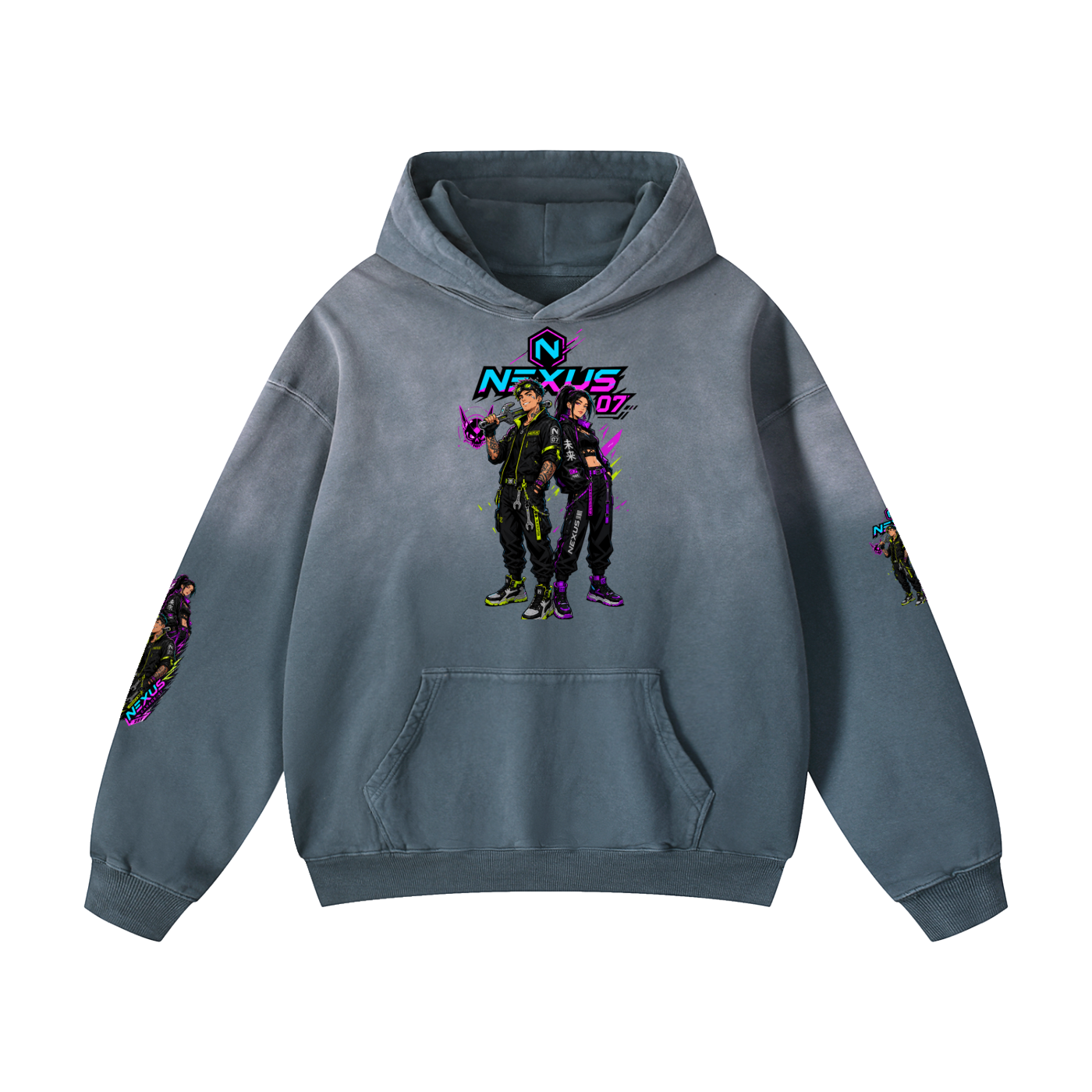 NEXUS MECHANIC Heavyweight Sunfade Oversized Hoodie