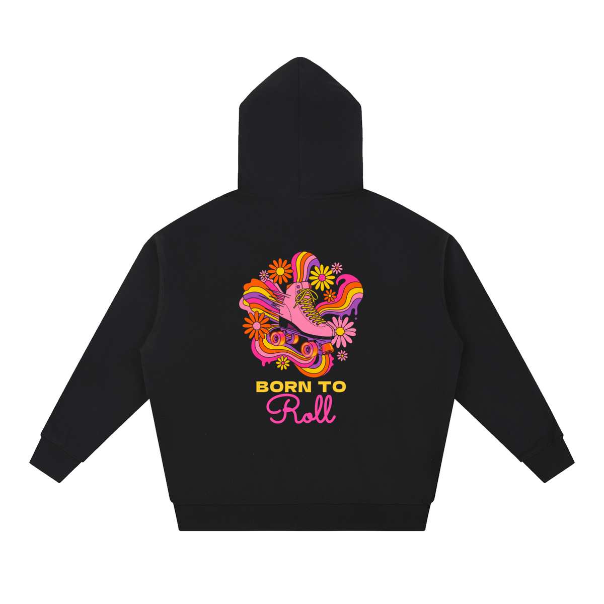 Born To Roll Hoodie, Groovy Roller Skate Sweatshirt, Retro 70s Flower Power Skating Gift