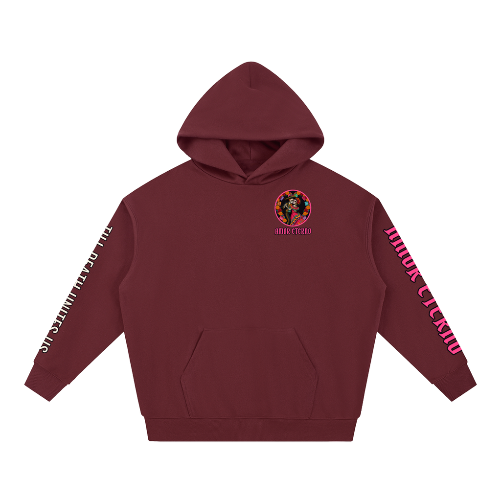 Amor Eterno Hoodie | Skeleton Couple Dancing Día de los Muertos Graphic Hoodie, Back & Sleeve Print