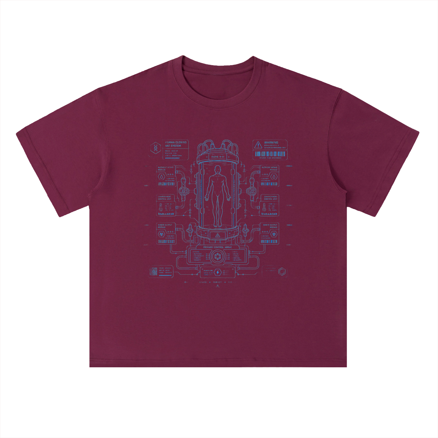 HUMAN CLONE VECTOR | Sci-Fi Blueprint Heavyweight Drop-Shoulder Tee
