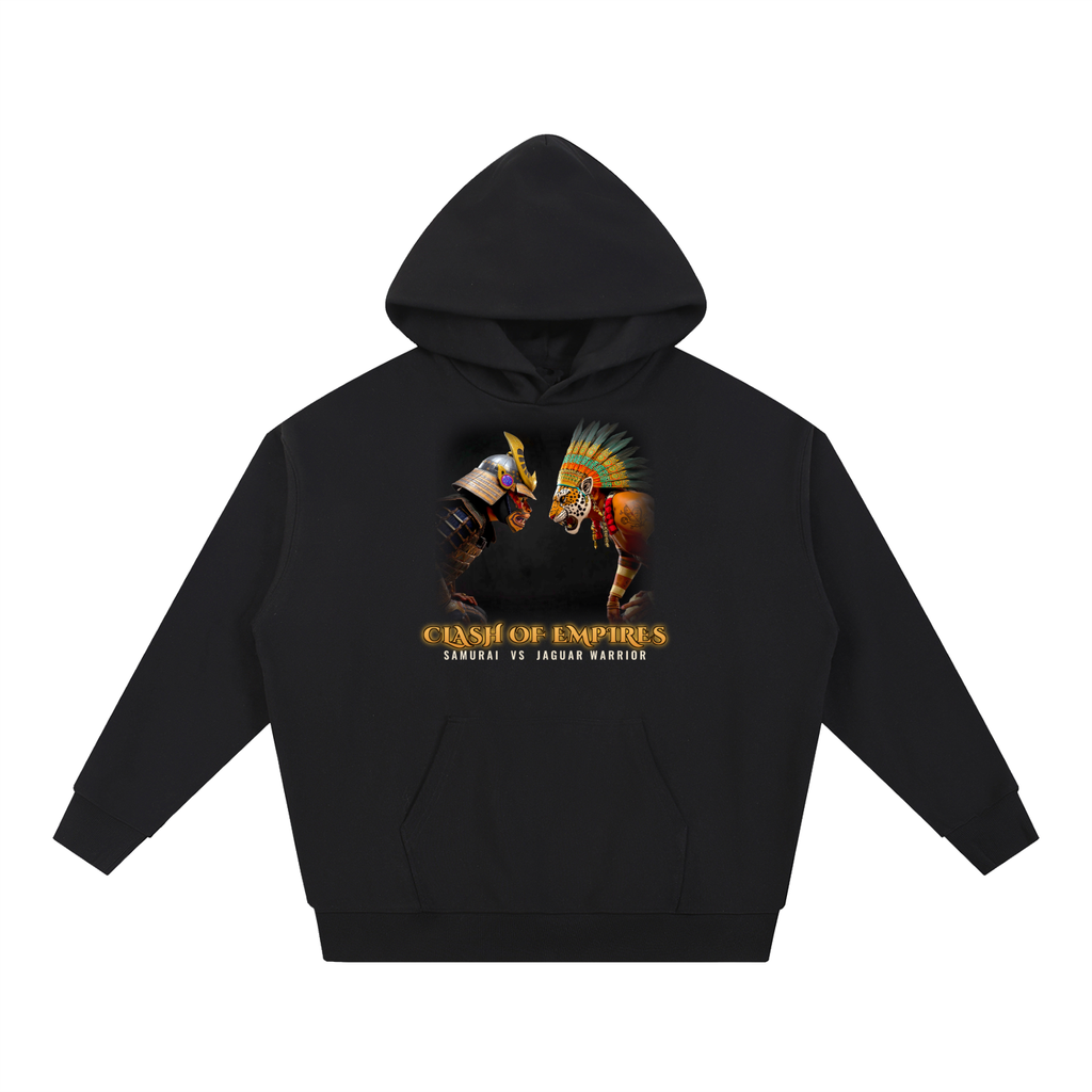 Clash of Empires Hoodie | Samurai vs Aztec Jaguar Warrior Graphic Hoodie