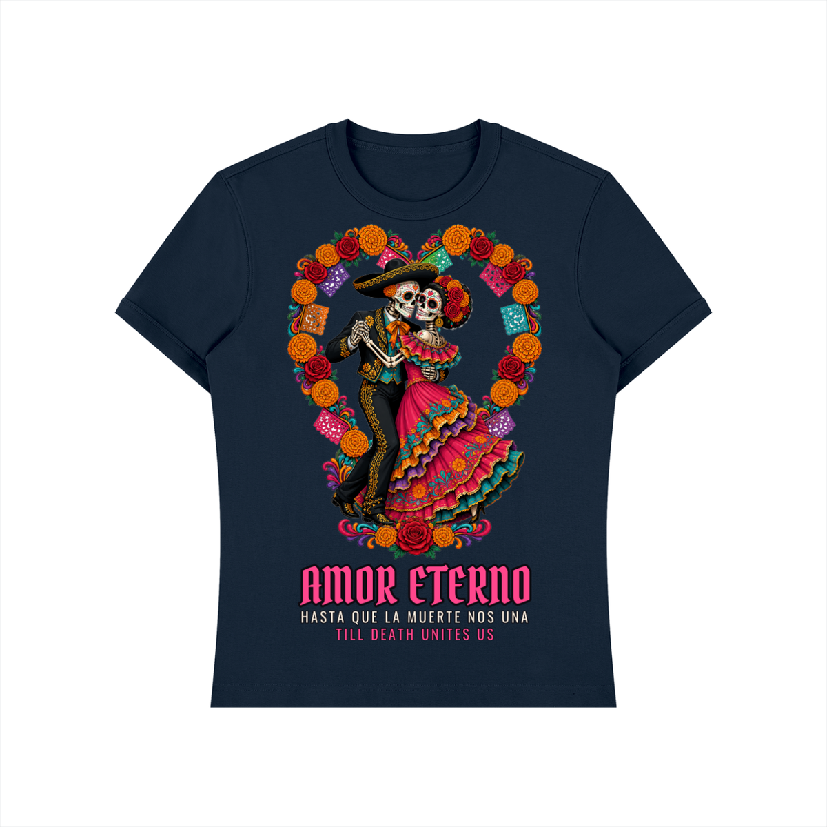 Amor Eterno T-Shirt | Skeleton Couple Dancing Día de los Muertos Graphic Tee