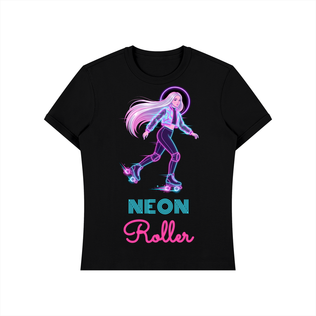 Neon Roller Shirt, Synthwave Roller Skate Tee, Glow Roller Girl Skating Gift