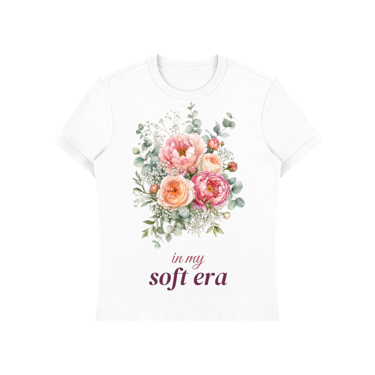 In My Soft Era Shirt | Peony Floral Watercolor Graphic Tee for Women