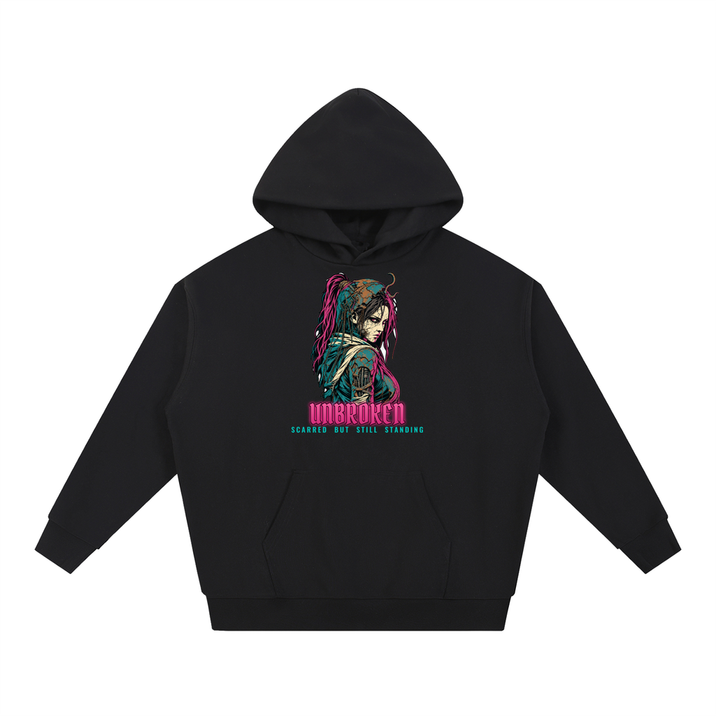 Unbroken Hoodie | Scarred Anime Warrior Graphic Hoodie