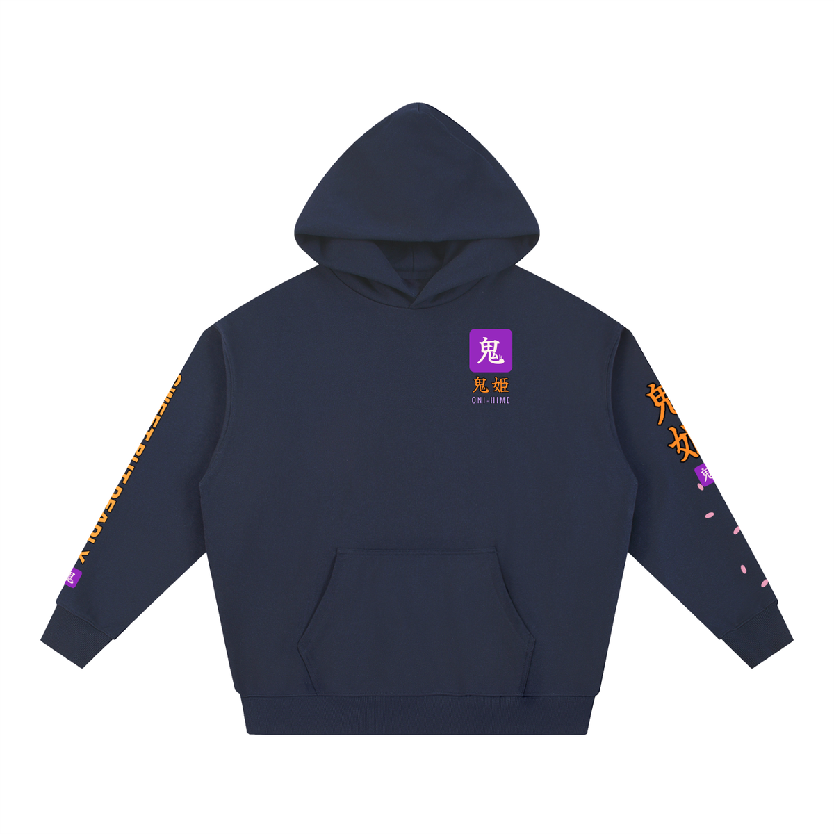 Oni-Hime Hoodie | Demon Princess Female Samurai Japanese Graphic Hoodie, Back & Sleeve Print