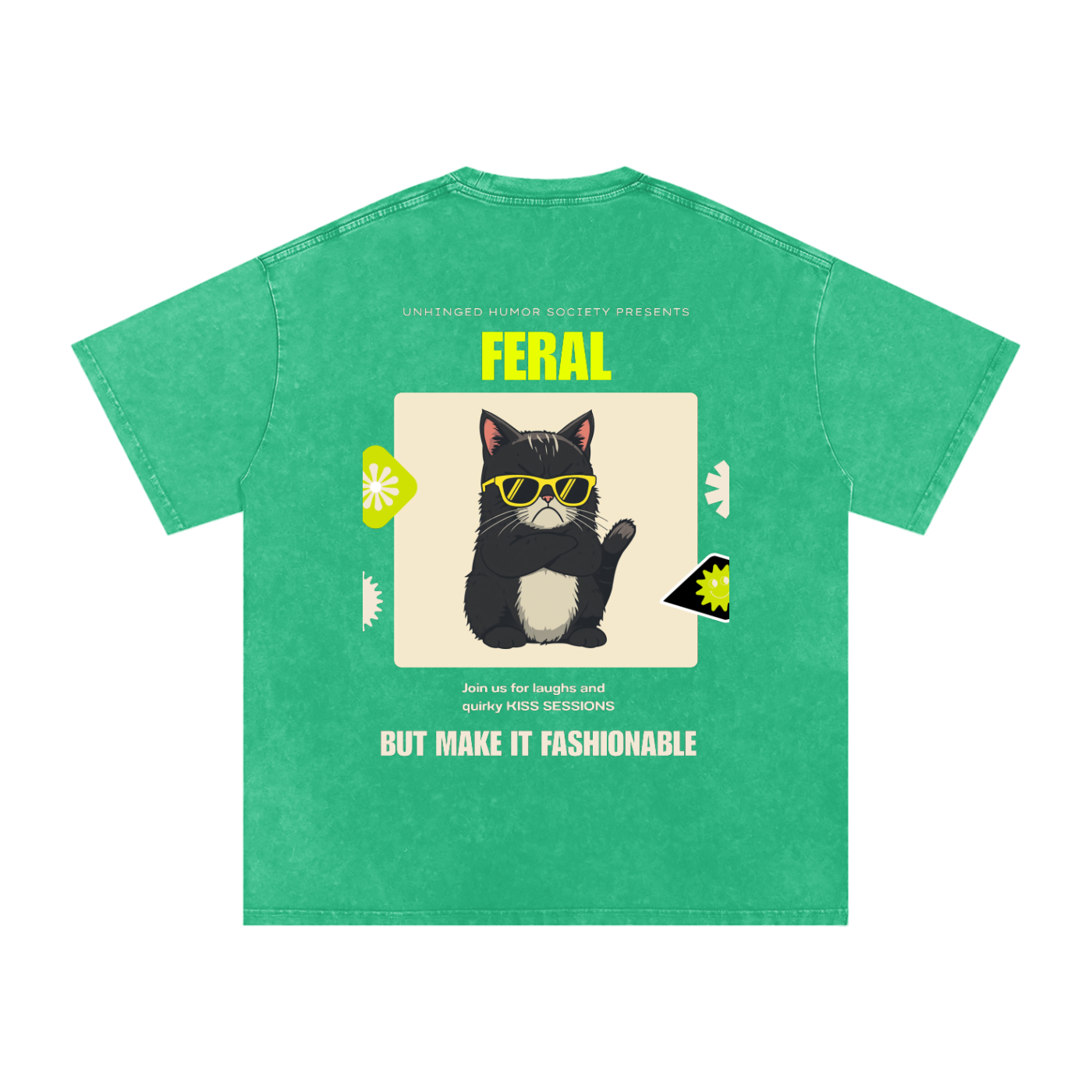 Unhinged Humor Society Feral | Funny Cat Oversized T-Shirt