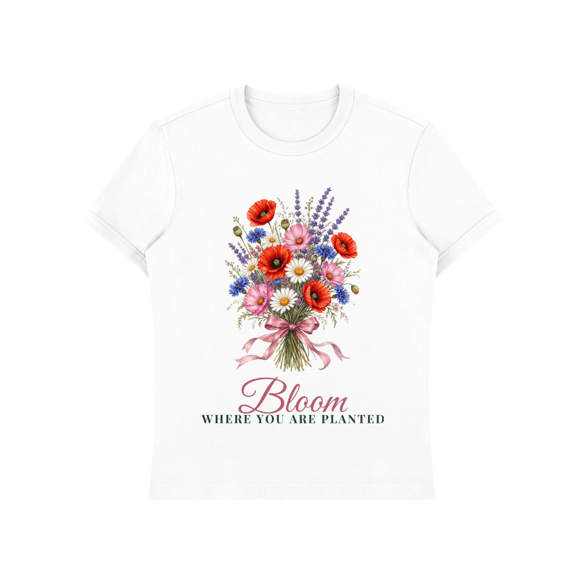 Bloom Where You Are Planted Shirt | Wildflower Bouquet Watercolor Graphic Tee for Women
