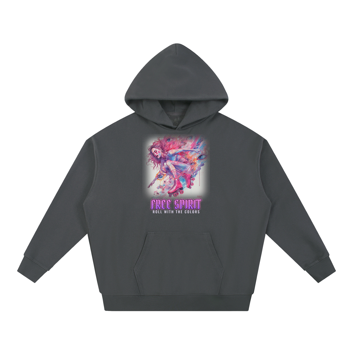 Free Spirit Hoodie | Watercolor Roller Girl Graphic Hoodie