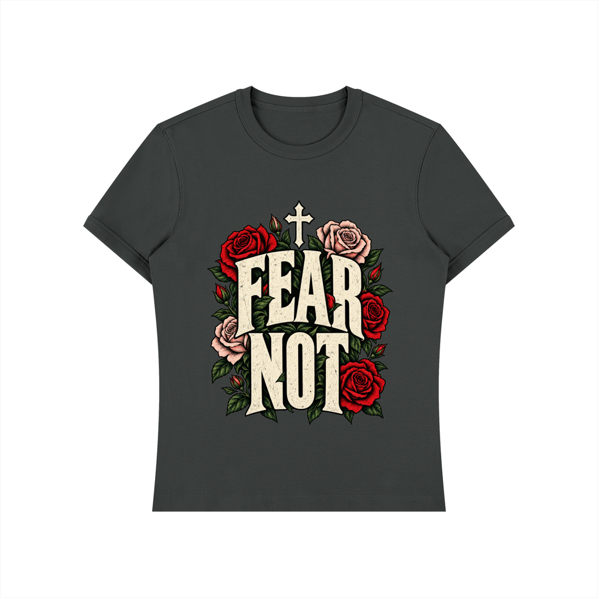 FEAR NOT Isaiah 41:10 Shirt | Bold Rose Christian Tee, Vintage Faith Statement Shirt, Bible Verse Gift