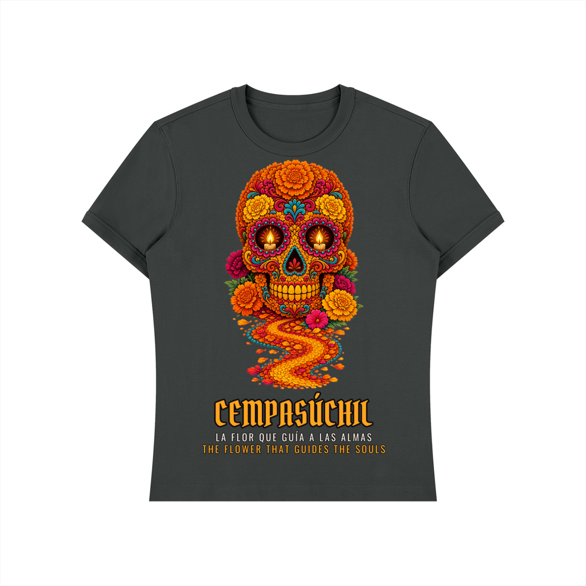 Cempasúchil T-Shirt | Marigold Sugar Skull Día de los Muertos Graphic Tee